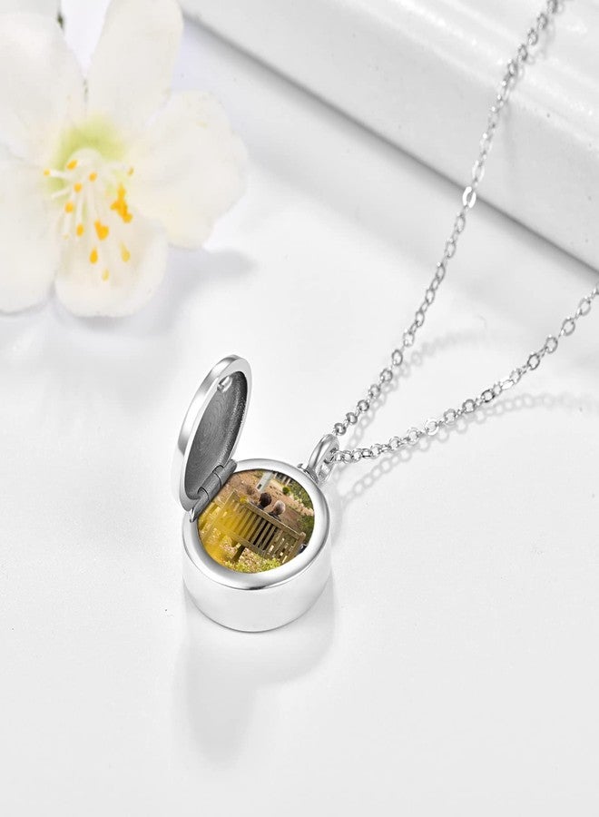 PRAYMOS Cremation Jewelry Picture Locket Urn Necklace for Ashes 925 Sterling Silver Mom Always in My Heart Ashes Necklace That Holds Pictures Urn Necklace Keepsake Memorial Jewelry - Image 3