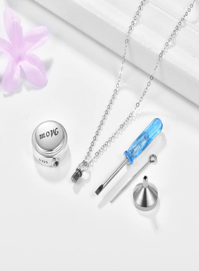 PRAYMOS Cremation Jewelry Picture Locket Urn Necklace for Ashes 925 Sterling Silver Mom Always in My Heart Ashes Necklace That Holds Pictures Urn Necklace Keepsake Memorial Jewelry - Image 2
