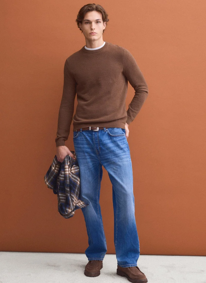 Ovs OVS Brown pure cotton crew-neck jumper, regular fit