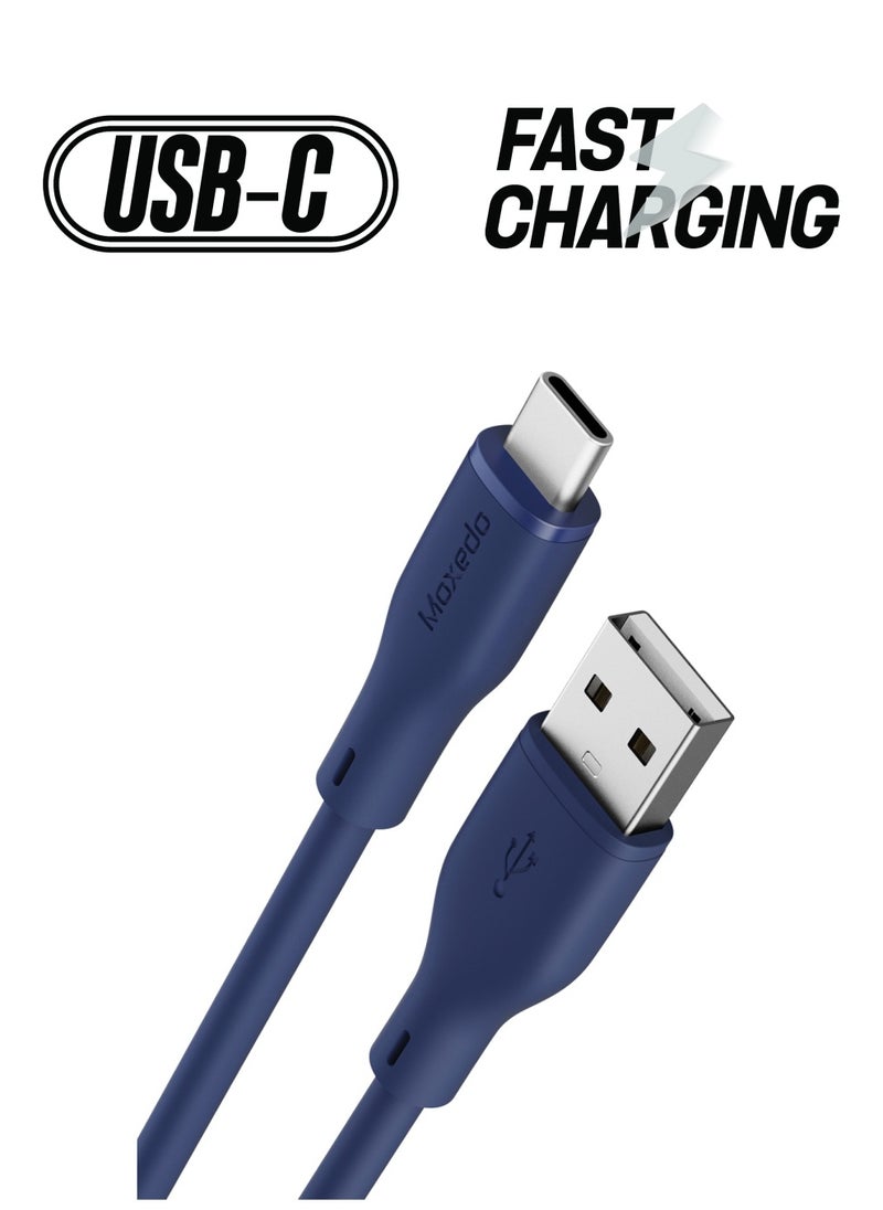 Moxedo Moxedo Cavo X Pro USB-A to USB-C Silicone Cable 3.0A Fast Charge and Data Sync Compatible for Galaxy S21/ S20/ S10/ Note 10/9/A51/ A11/ Switch/ Pixel/ LG & more (Blue 2m)  - Image 1