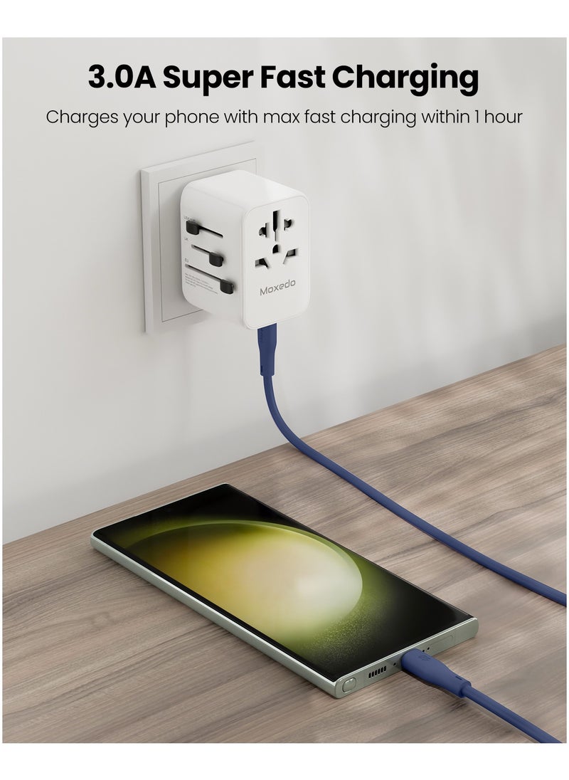Moxedo Moxedo Cavo X Pro USB-A to USB-C Silicone Cable 3.0A Fast Charge and Data Sync Compatible for Galaxy S21/ S20/ S10/ Note 10/9/A51/ A11/ Switch/ Pixel/ LG & more (Blue 2m)  - Image 4