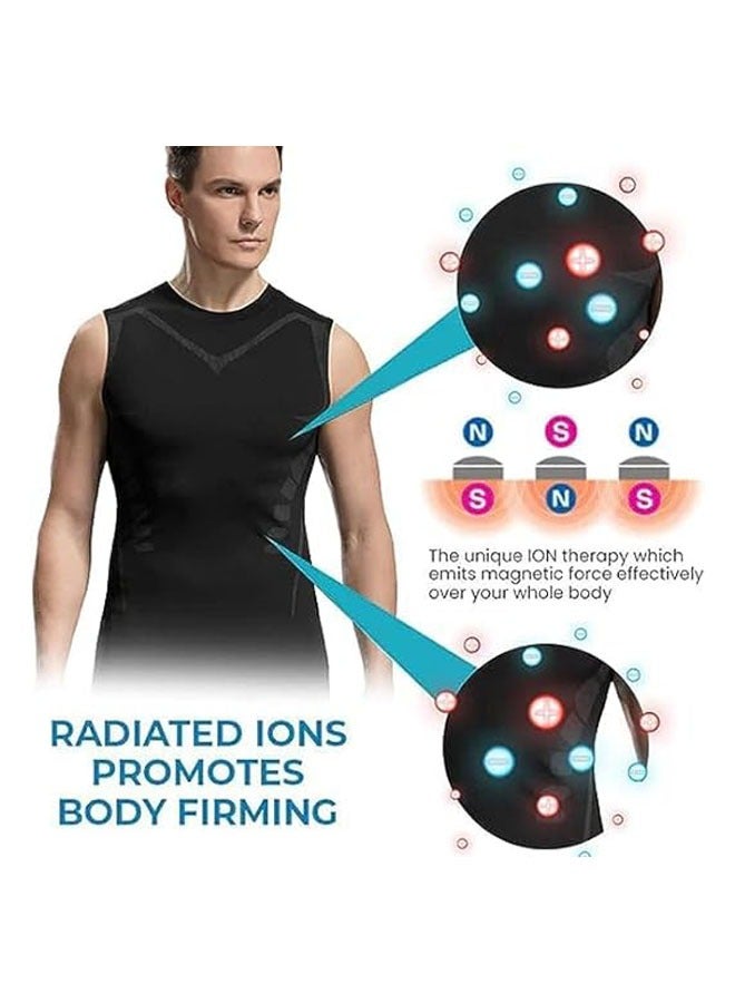 Ion Sculpting Vest Compression T-Shirt Men's Basketball Running Training Jersey New Ion Sculpting Vest (Black) - Image 4