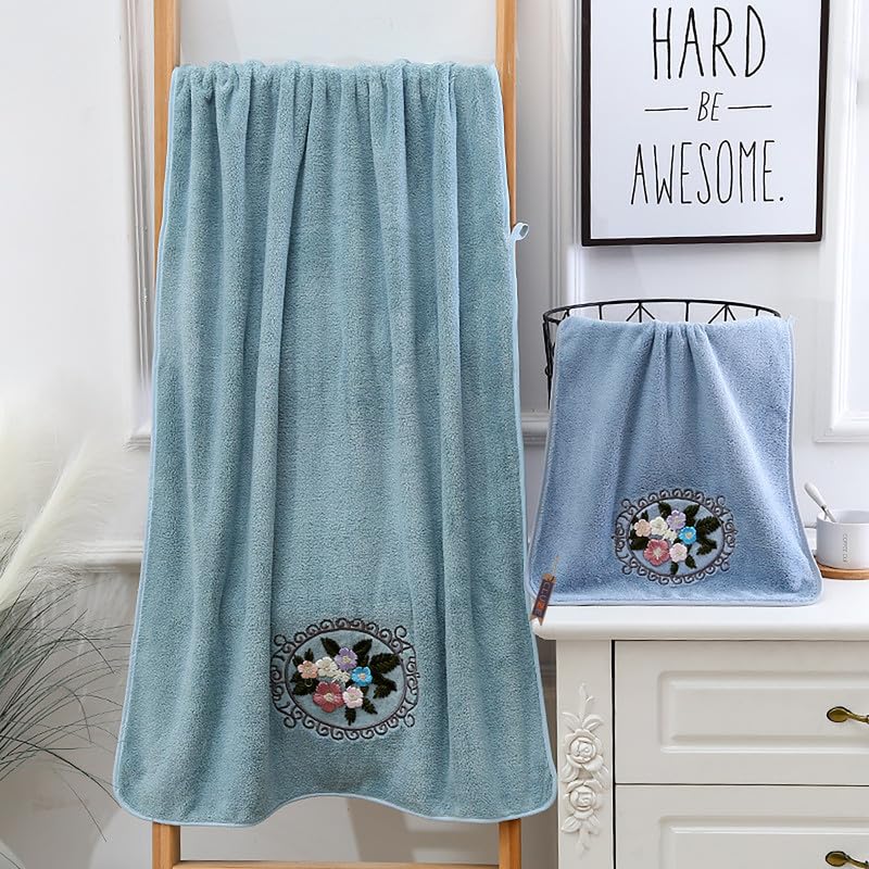 CLUZE Microfiber Super Soft Coral Velvet Women Bath Towel Breathable Anti Bacterial 500 GSM Set of 1 70X140 CM Sky