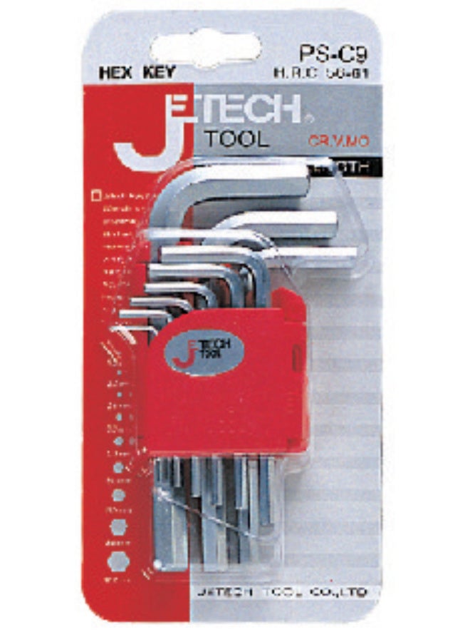 jetechtool Jetech 9-Piece Hex Key Wrench Set, Metric, Heat-Treated, L-Style, Flat Plated, Advanced Synthetic Steel, High Hardness, Small, 1.5mm to 10mm Allen Key Set - PS-C9 - Image 2
