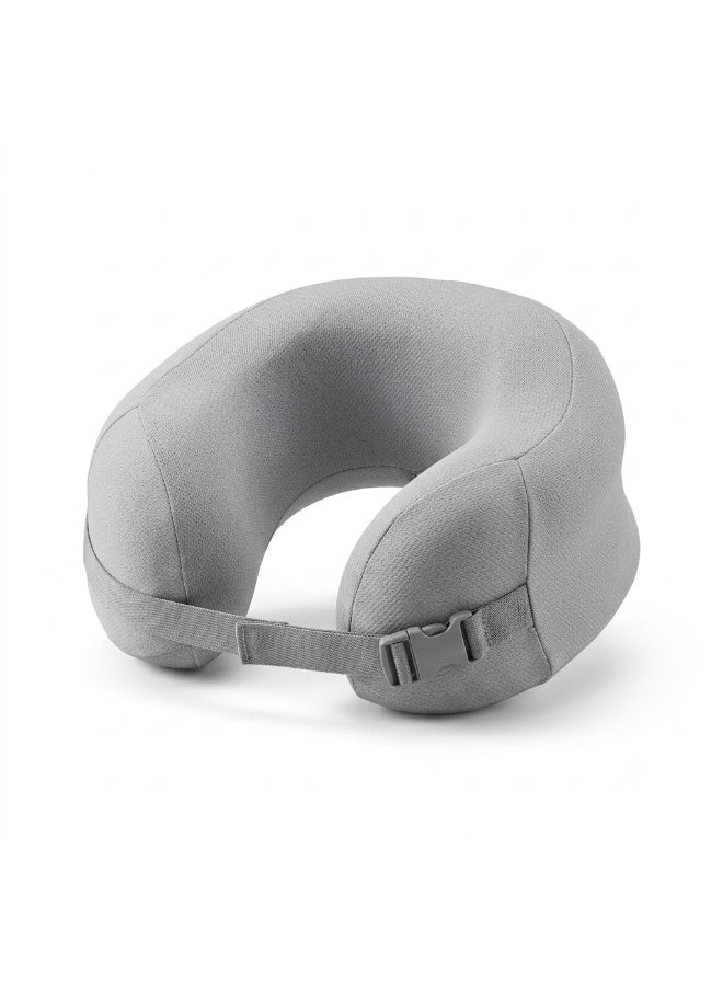 Memory Foam Travel Neck Pillow for Head and Neck Support, Soft U-Shaped Neck Cushion with Removable Washable Cover, Comfortable Pillow for Airplane, Car, Train, Office and Home, Gray - Image 1