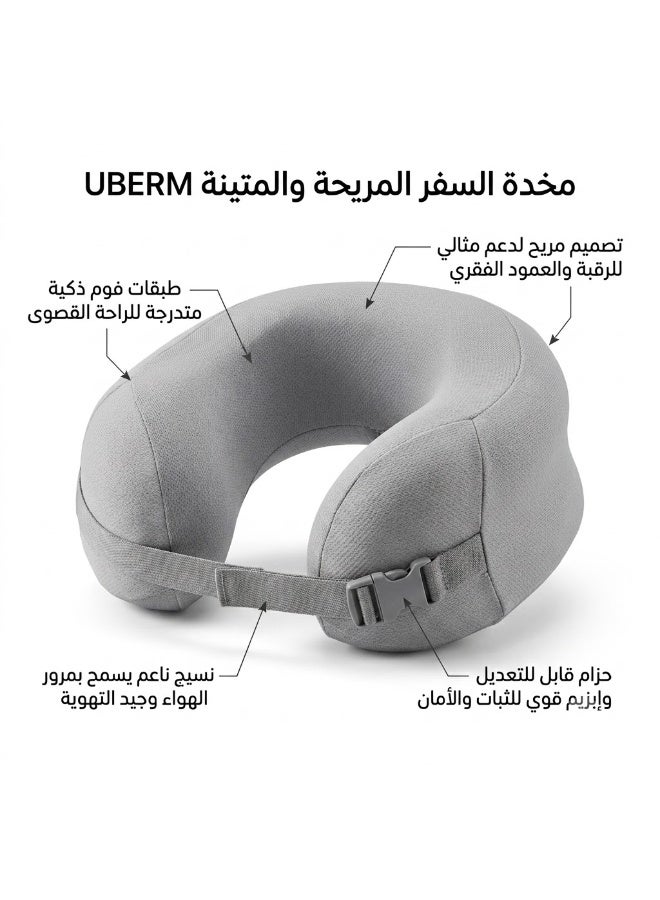 Memory Foam Travel Neck Pillow for Head and Neck Support, Soft U-Shaped Neck Cushion with Removable Washable Cover, Comfortable Pillow for Airplane, Car, Train, Office and Home, Gray - Image 4
