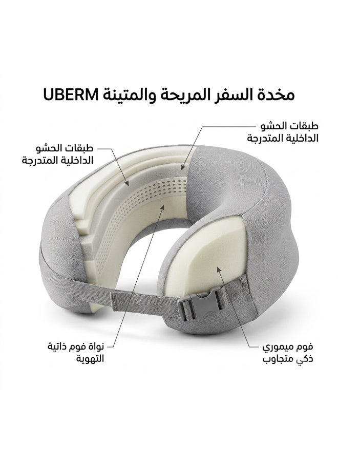 Memory Foam Travel Neck Pillow for Head and Neck Support, Soft U-Shaped Neck Cushion with Removable Washable Cover, Comfortable Pillow for Airplane, Car, Train, Office and Home, Gray - Image 5