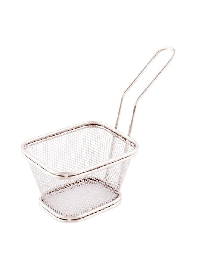 Restaurantware 5 x 4 Inch Fryer Basket, 1 Square Small Fry Basket - Mesh Grid, With Handle, Silver Stainless Steel French Fry Basket, Food-Grade, For Tenders, Fried Shrimp, And More - Image 1