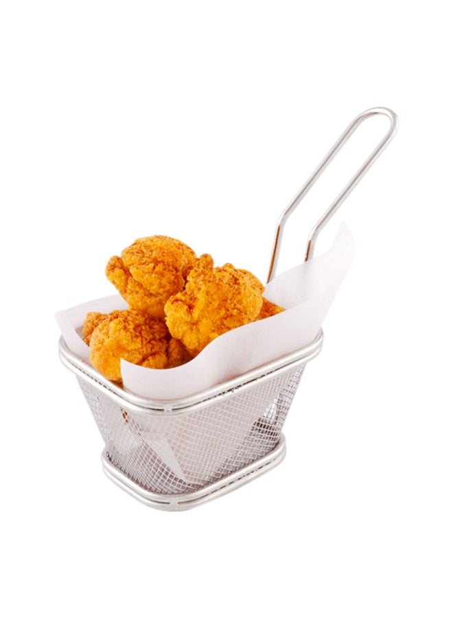 Restaurantware 5 x 4 Inch Fryer Basket, 1 Square Small Fry Basket - Mesh Grid, With Handle, Silver Stainless Steel French Fry Basket, Food-Grade, For Tenders, Fried Shrimp, And More - Image 2