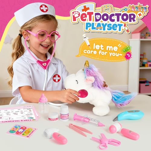 Alritz Unicorn Doctor Kit for Girls Pretend Play Toys with Stethoscope Carrying Bag Vet Costume Kids Doctors Play Set for Ages 3 4 5 Birthday Ideas - Image 5