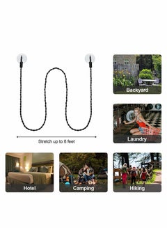 Y&D Portable Travel Clothes Line 4 Pieces 8ft Windproof Retractable Rope with Hooks and Suction Cups for Camping Accessories Cruise Essentials Outdoor Indoor Use  - Image 3