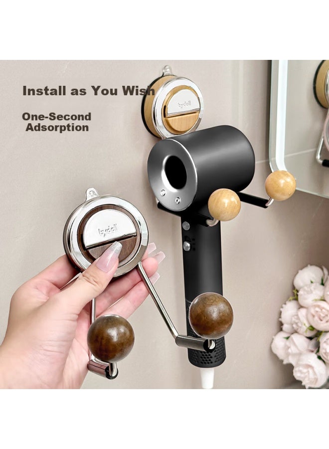 Bydoll Hair Dryer Holder, Suction Cup, No Drilling Required, Wall-mounted, Bathroom Hair Dryer Storage Rack - Image 1