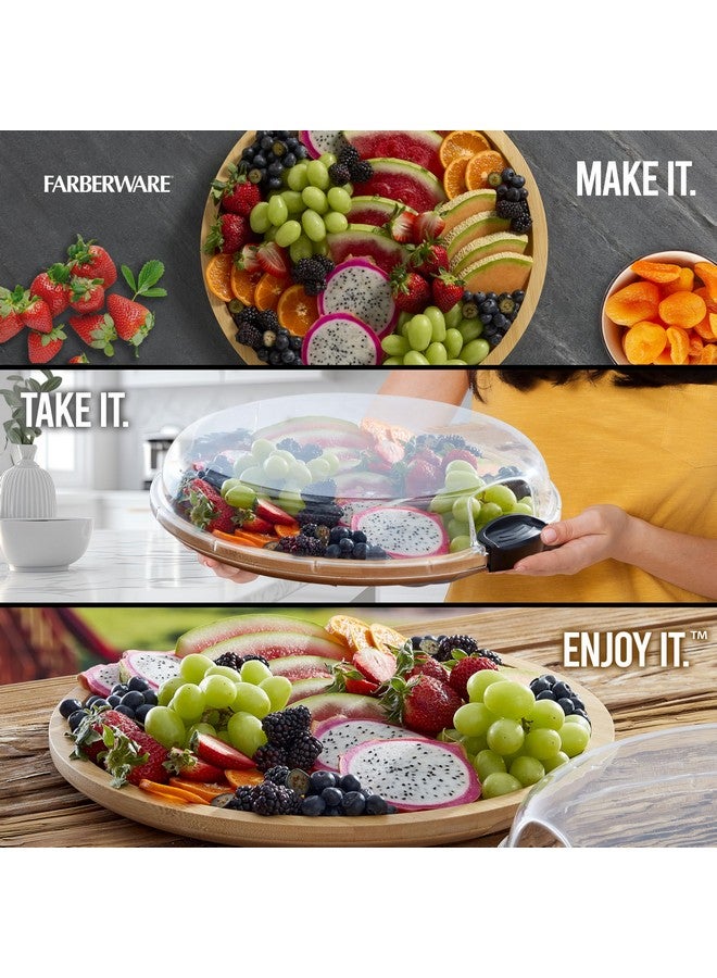FARBERWARE Build-a-Board Cutting Board with Single Compartment and Clear Locking Lid for Charcuterie, Snacks, and More, Bamboo - Image 3