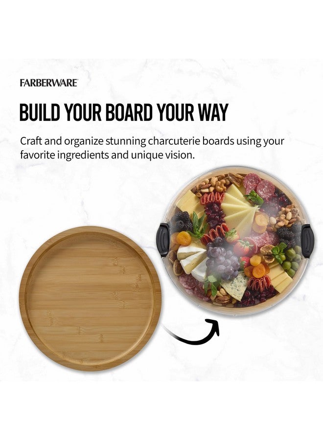 FARBERWARE Build-a-Board Cutting Board with Single Compartment and Clear Locking Lid for Charcuterie, Snacks, and More, Bamboo - Image 4