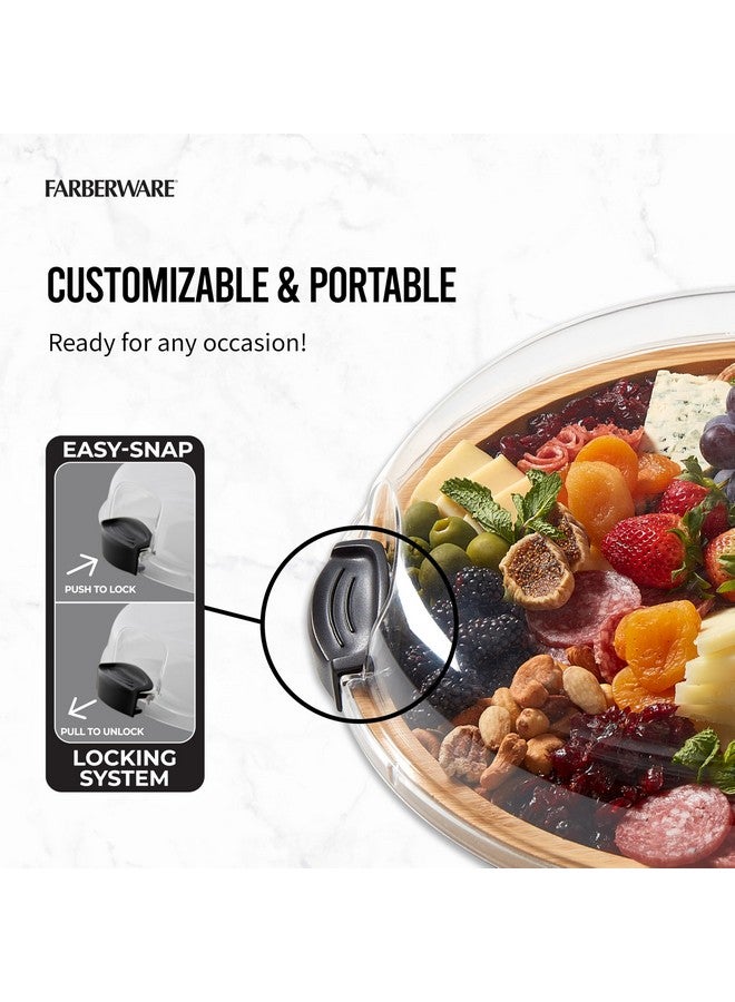 FARBERWARE Build-a-Board Cutting Board with Single Compartment and Clear Locking Lid for Charcuterie, Snacks, and More, Bamboo - Image 5