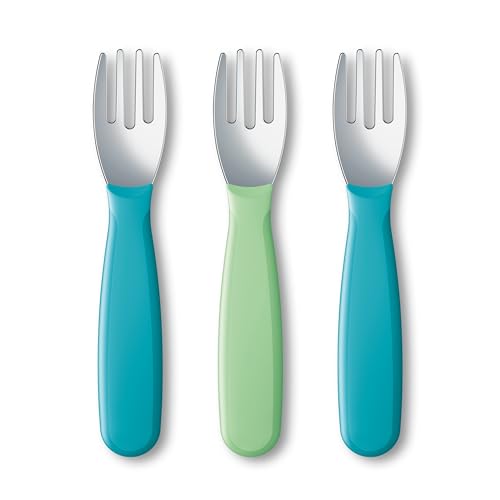 NUK Kiddy Cutlery Forks, Durable Stainless Steel, BPA & Latex-Free, 18+ Months, Pack of 3 - Image 1