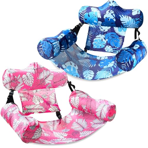 AMENON 2 Pack Inflatable Pool Floats Adult Floating Chair Lounger Adjustable Blow up Pool Noodles Float for Heavy Duty Adult Fabric Swimming Water Chair for Party Summer Beach Vocation Essential Lake Fun - Image 1
