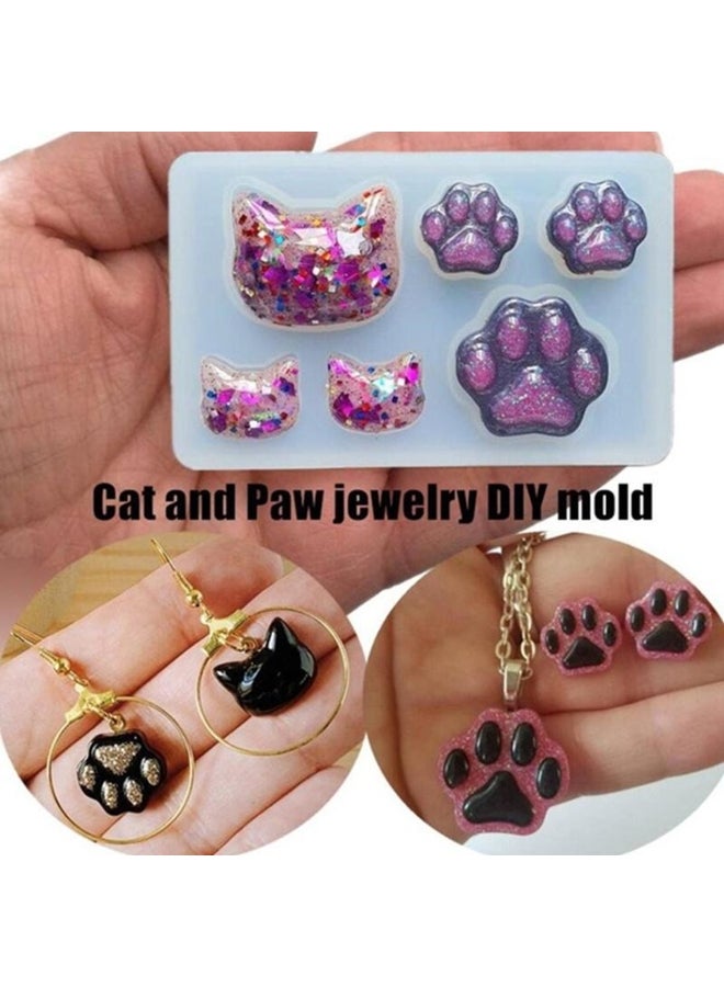 Small Cat Claw Crystal Epoxy Resin DIY Silicone Mold Cat Face Cat Claw Keychain Jewelry Pendant Mold - Image 2