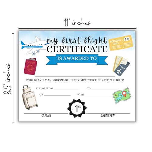Lashicorn My First Flight Certificate 30pk 8.5x11” Kid’s Award Brave Flying Vacation Attendance Solo Pilot Achievement Aviation Journey Milestone for Parents - Image 4
