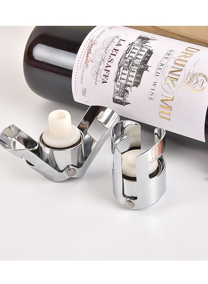 Bluejw Stainless Steel Sealed Champagne Bottle Stopper Bar Silver 5.5x3.5 cm Wine Stopper Birthday Party Wedding Anniversary Wine Fresh-Keeping Stopper Ideal Gift Bar Accessories Kitchen Tools - Image 1