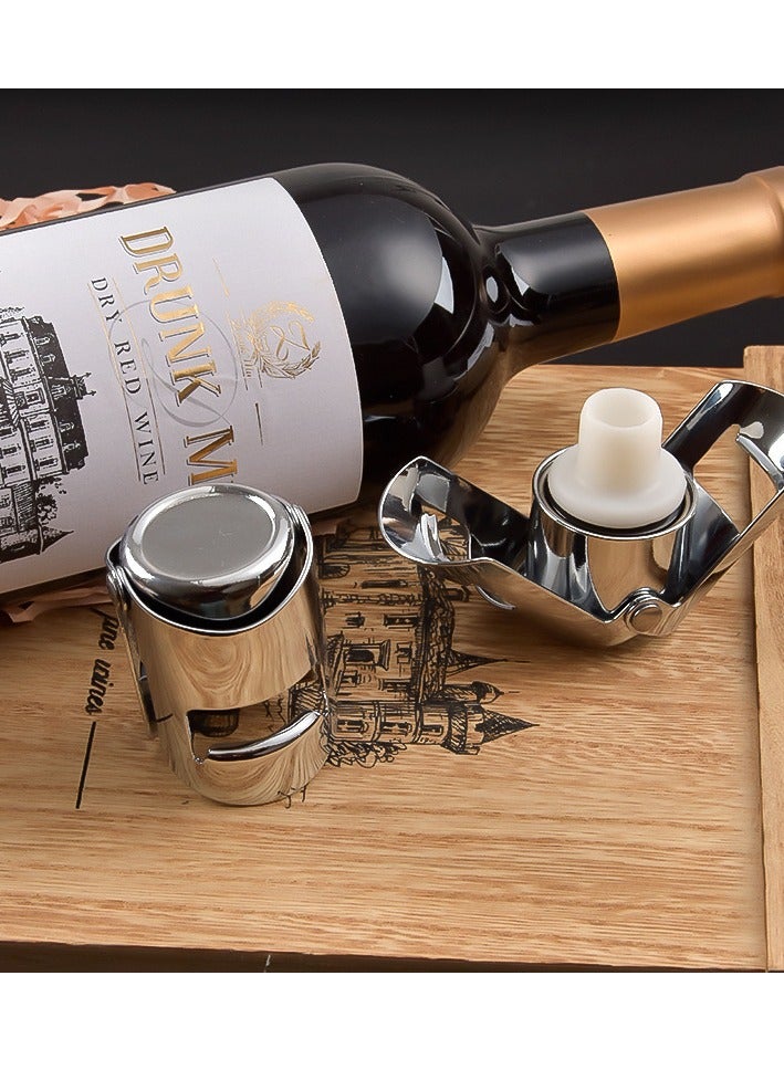 Bluejw Stainless Steel Sealed Champagne Bottle Stopper Bar Silver 5.5x3.5 cm Wine Stopper Birthday Party Wedding Anniversary Wine Fresh-Keeping Stopper Ideal Gift Bar Accessories Kitchen Tools - Image 2