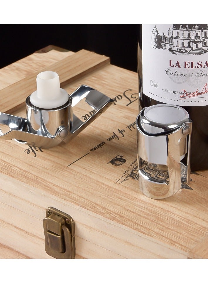 Bluejw Stainless Steel Sealed Champagne Bottle Stopper Bar Silver 5.5x3.5 cm Wine Stopper Birthday Party Wedding Anniversary Wine Fresh-Keeping Stopper Ideal Gift Bar Accessories Kitchen Tools - Image 3