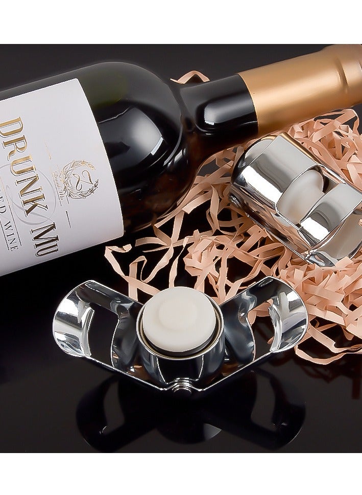 Bluejw Stainless Steel Sealed Champagne Bottle Stopper Bar Silver 5.5x3.5 cm Wine Stopper Birthday Party Wedding Anniversary Wine Fresh-Keeping Stopper Ideal Gift Bar Accessories Kitchen Tools - Image 4