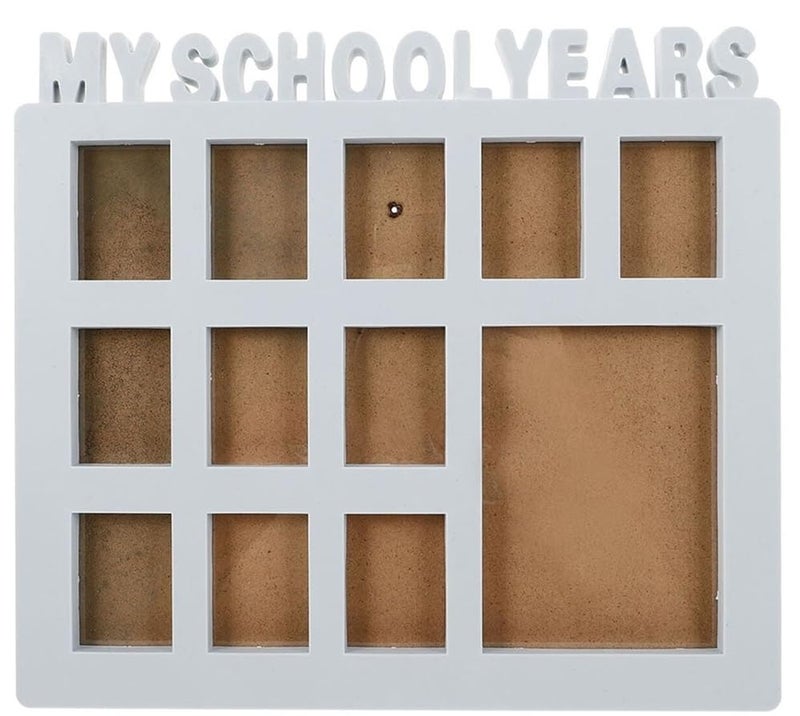 Home Elements School Years Photo Frame, Milestone Picture Collage, Memory Display, Tabletop Photo Frame for Gift Student - 28x25 cm (White) - Image 1