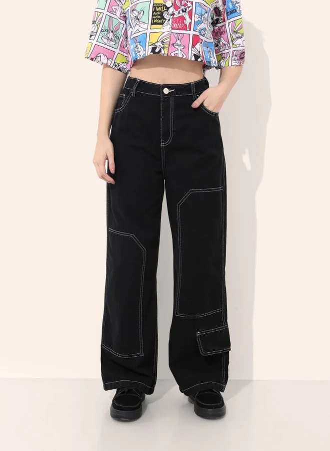 Freehand  Women Relaxed Fit Solid High Rise Jeans  | Best Price UAE