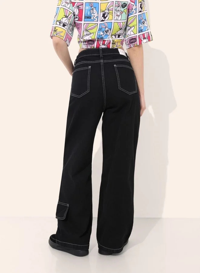 Freehand  Women Relaxed Fit Solid High Rise Jeans  | Best Price UAE