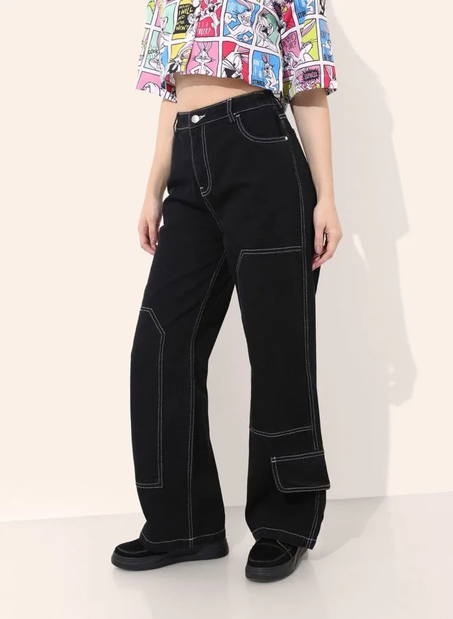 Freehand  Women Relaxed Fit Solid High Rise Jeans  | Best Price UAE