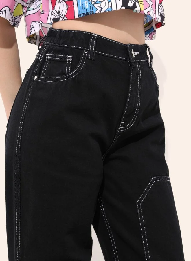 Freehand  Women Relaxed Fit Solid High Rise Jeans  | Best Price UAE