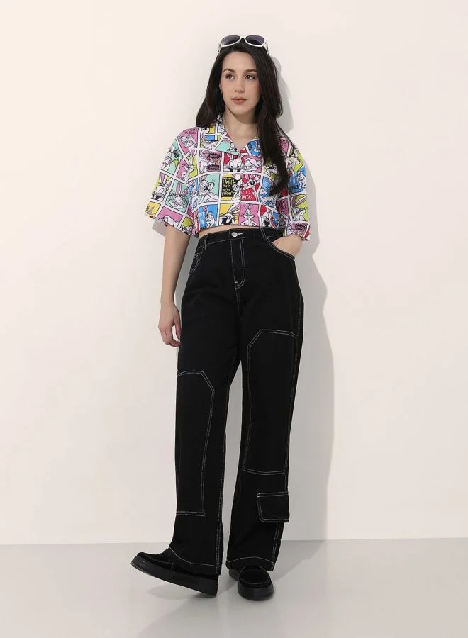 Freehand  Women Relaxed Fit Solid High Rise Jeans  | Best Price UAE