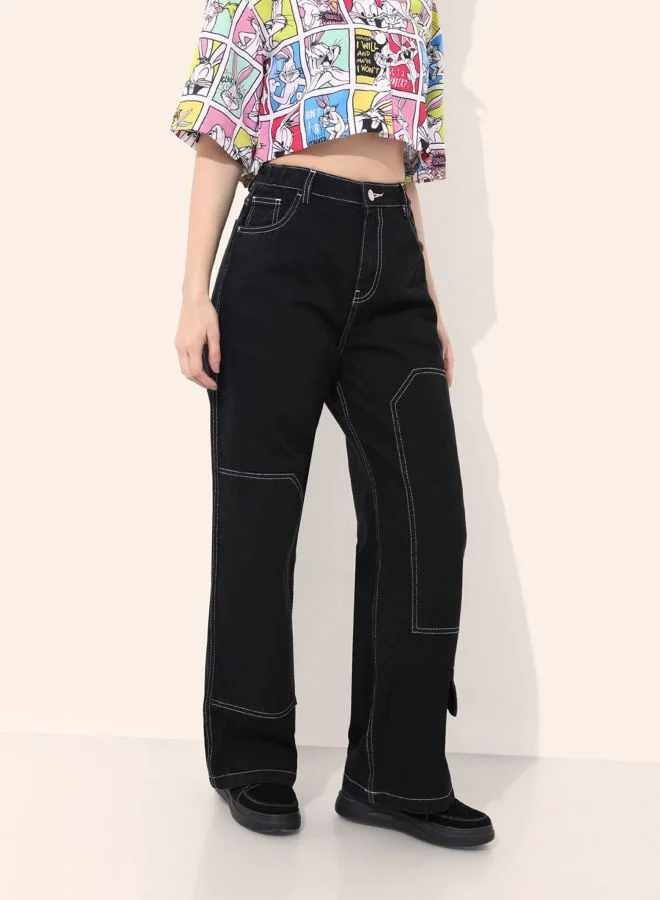 Freehand  Women Relaxed Fit Solid High Rise Jeans  | Best Price UAE