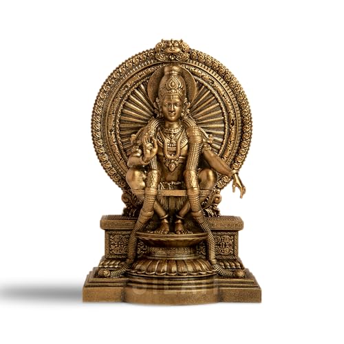 SILAII Lord Ayyappan Idol | Sabarimala Swamy Ayyappa Divine Sculpture for Home Temple | Antique Bronze Fininsh Spiritual Showpiece & Gift (6 INCH) - Image 1