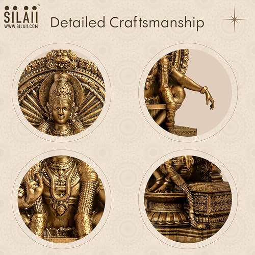 SILAII Lord Ayyappan Idol | Sabarimala Swamy Ayyappa Divine Sculpture for Home Temple | Antique Bronze Fininsh Spiritual Showpiece & Gift (6 INCH) - Image 3