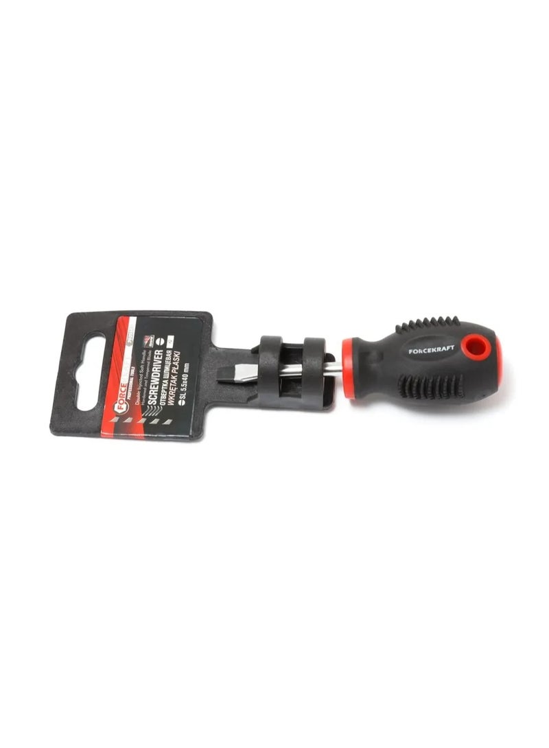 Screwdriver slotted magnetic "profi" s2 5.5x40mm, in plastic holder