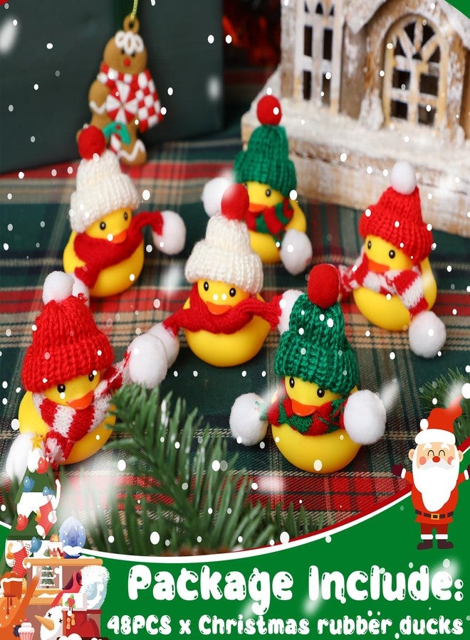 Jerify 48 Pcs Christmas Rubber Ducks 2 Inch Mini Christmas Bath Floaters Xmas Party Decorations Holiday Rubber Ducks with Drawstring Gift Bag for Party Holiday Prizes(Assorted Style) - Image 2