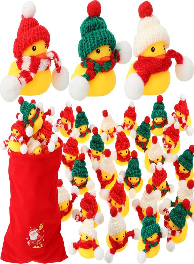 Jerify 48 Pcs Christmas Rubber Ducks 2 Inch Mini Christmas Bath Floaters Xmas Party Decorations Holiday Rubber Ducks with Drawstring Gift Bag for Party Holiday Prizes(Assorted Style) - Image 1