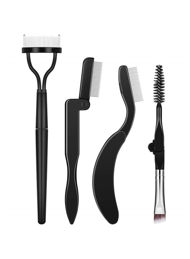 BOAO Folding Eyebrow Comb Eyelash Separator Eyebrow Eyelash Grooming Brush for Making Up Supplies (Style A, 4 Pieces) - Image 1