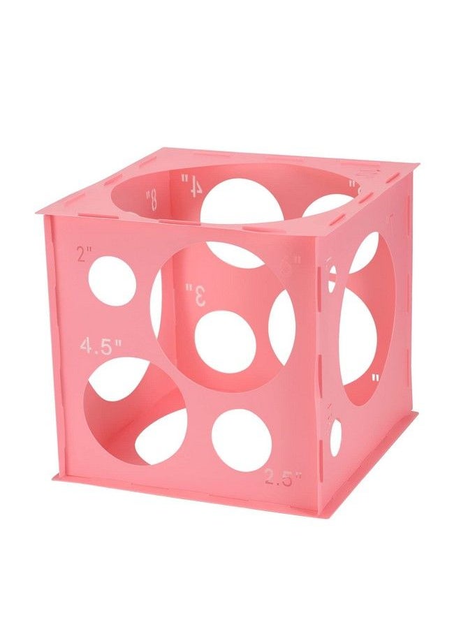 Pllieay - 14 Holes Balloon Sizer Box Cube Pink Plastic Balloon Measurement Box Collapsible Balloon Sizer Tool With Instructions For Balloon Decoration Balloon Arch Balloon Columns 110 Inch - Image 1