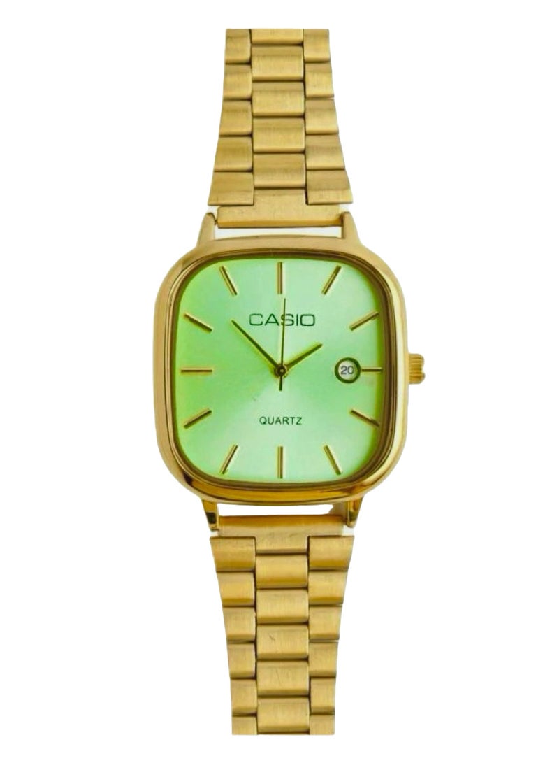 كاسيو ساعة كاسيو كوارتز ذهبية اللون بمينا أخضر فاتح - Image 1