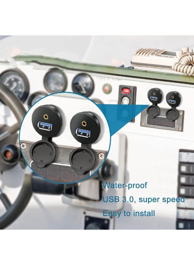 USB 3.0 u0026 3.5mm Car Mount Flush Cable 3.5mm + USB3.0 AUX Extension Dash Panel Waterproof Mount Cable for Car Boat and Motorcycle 1m - Image 5