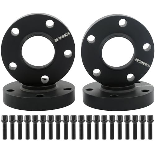 DCVAMOUS 4PC Black 5x112 Hubcentric Wheel Spacers 20mm with 14x1.5 Bolts (45mm Shank Sphere Seat Type) 66.6 Bore Compatible with Benz Au-di 5 Lug for W210 W212 C230 C240 C320 A4 S4 A5 S5 A6 S6 A7 A8 - Image 1