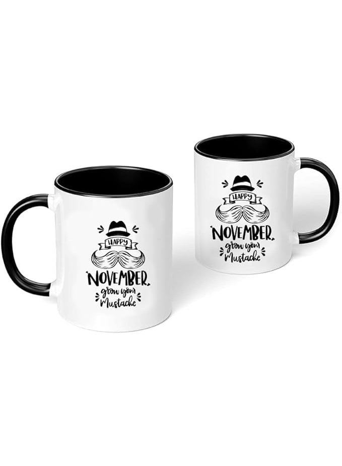 برينت شوب فور مي أكواب قهوة سيراميك للرجال من Movember، تحمل شعار سرطان البروستاتا، تحمل شعار التوعية الصحية، بتصميم شارب - Image 3