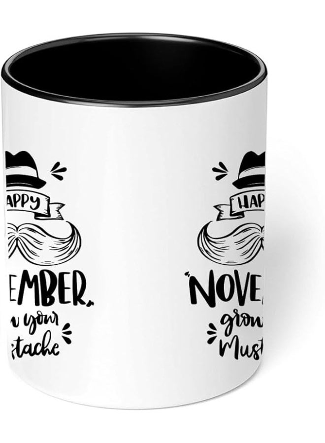 برينت شوب فور مي أكواب قهوة سيراميك للرجال من Movember، تحمل شعار سرطان البروستاتا، تحمل شعار التوعية الصحية، بتصميم شارب - Image 5