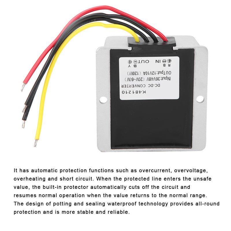DC DC Power Converter 36V 48V to 12V 10A 120W Voltage Reducer Buck Transformer Module with Aluminum Shell(36V 48V to 12V 10A Large Aluminum Shell ) - Image 3