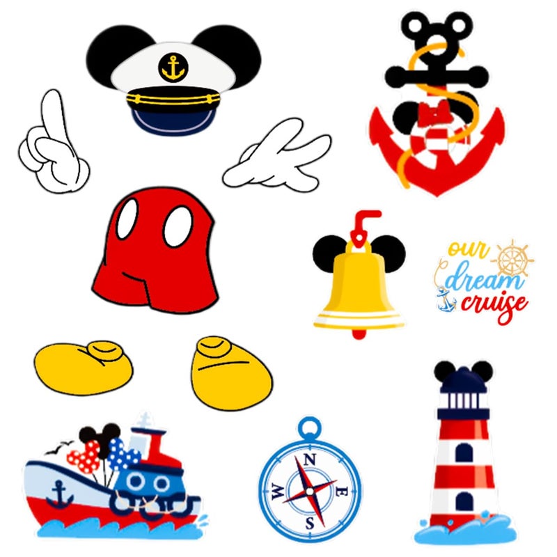 OULUN 12Pcs Captain Mouse Cruise Door Decorations, Funny Mouse Ears Magnet for DCL Cruise& All Major Cruise Cartoon Mouse Birthday Party Supplies (Yellow) - Image 1