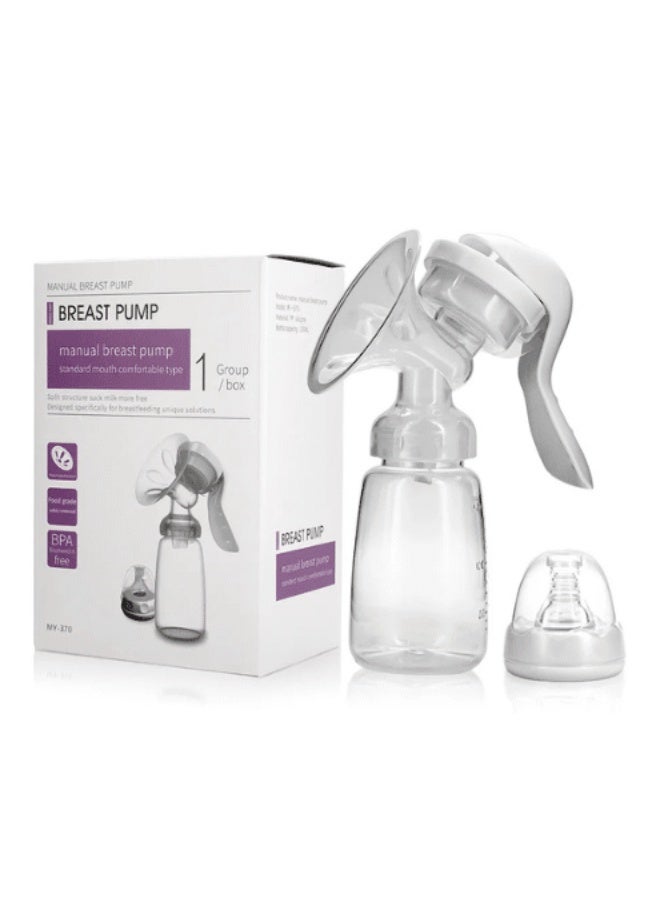 مضخة ثدي يدوية للأمهات، سعة 150 مل، خالية من BPA مع زجاجة إرضاع - Image 1