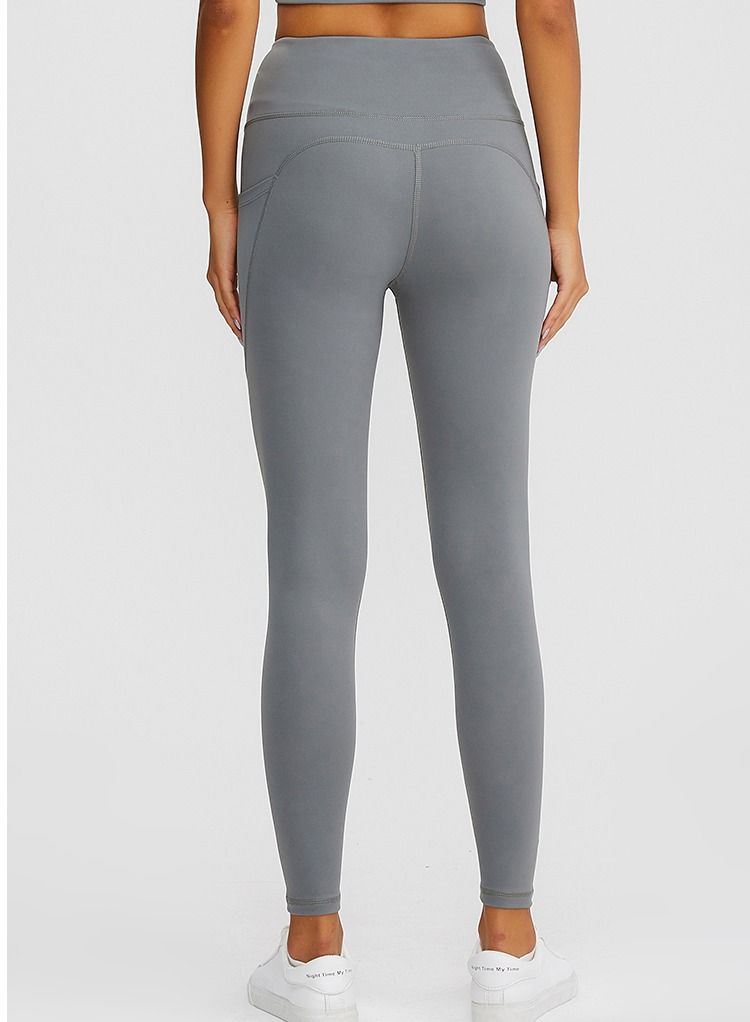 Solid Stretch Yoga Pants Grey - Image 2